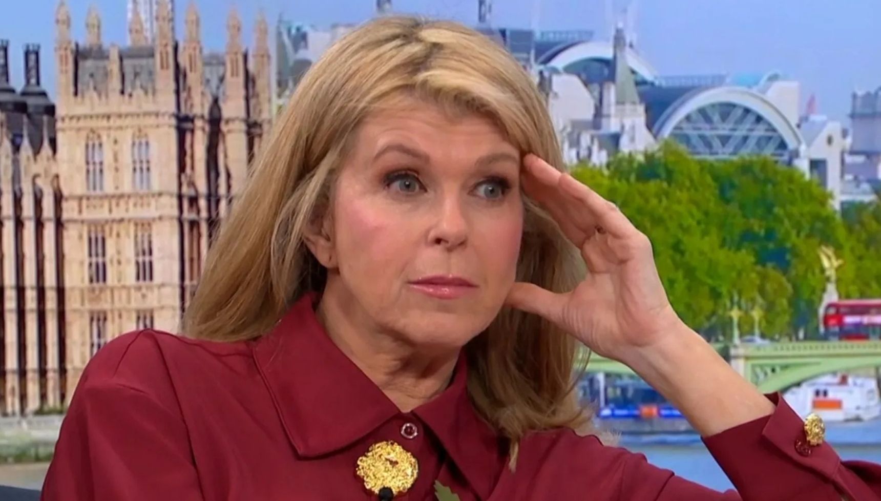 Kate Garraway looking annoyed on GMB