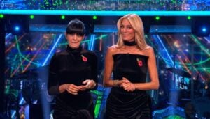 Claudia Winkleman and Tess Daly in black dresses for Strictly Come Dancing Halloween special