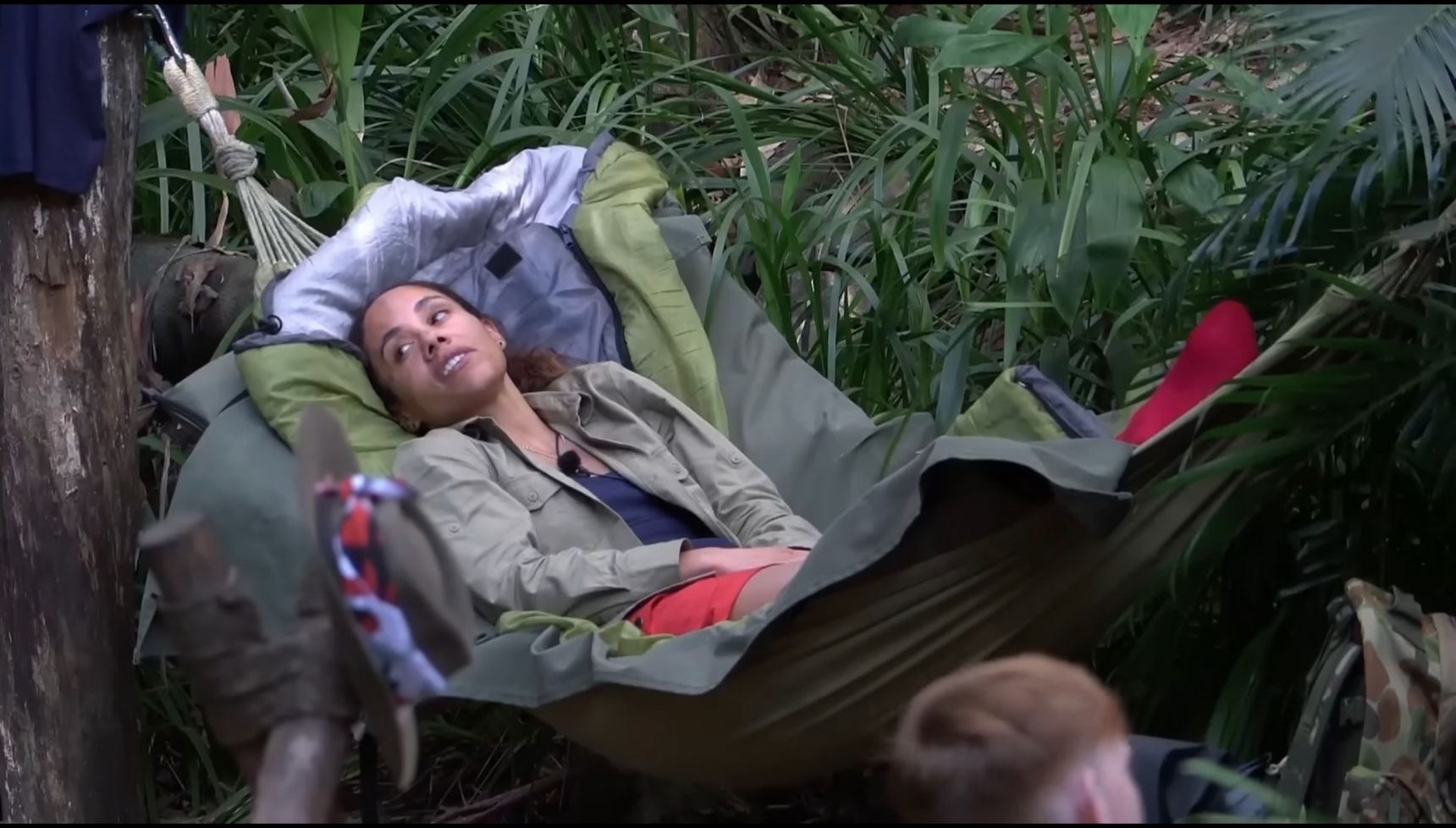 Alex Scott lying in her hammock on I'm A Celebrity