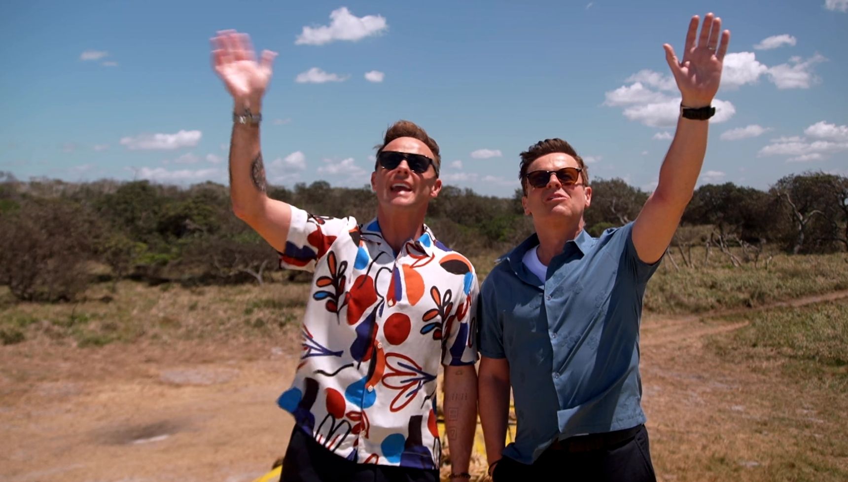 Ant and Dec waving on I'm A Celebrity