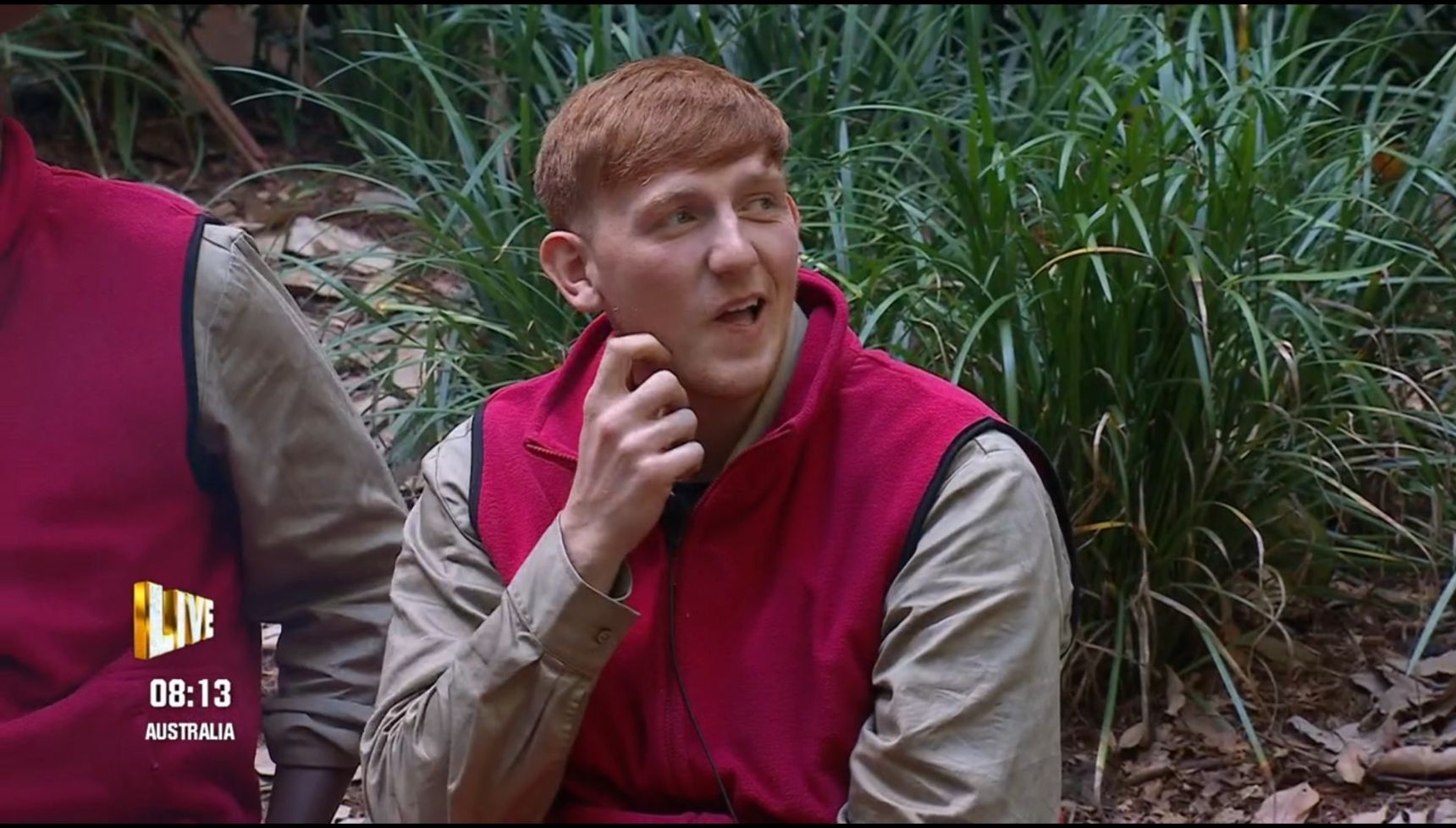 Angry Ginge scratching his cheek on I'm A Celebrity