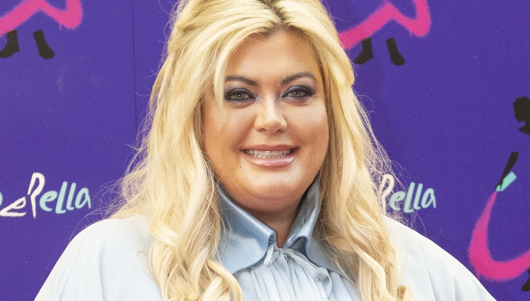 Gemma Collins smiles outside the Gillian Lynne Theatre in 2021