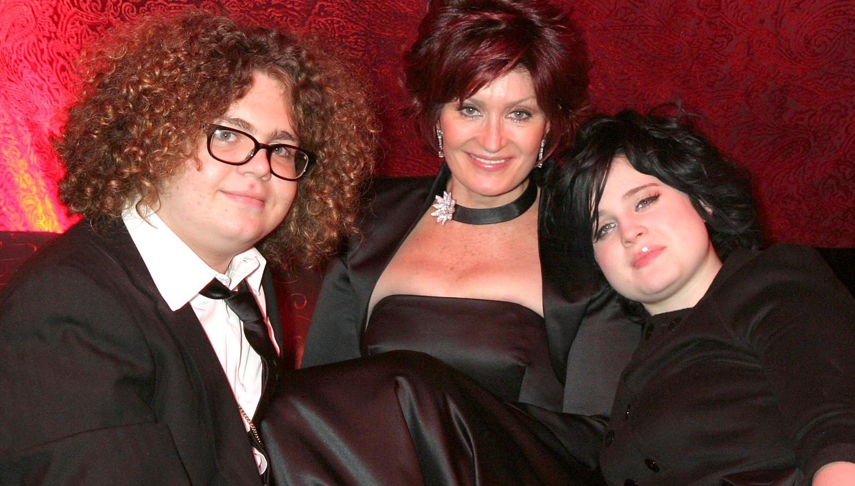 Jack Osbourne at a wedding with his mum Sharon and sister Kelly