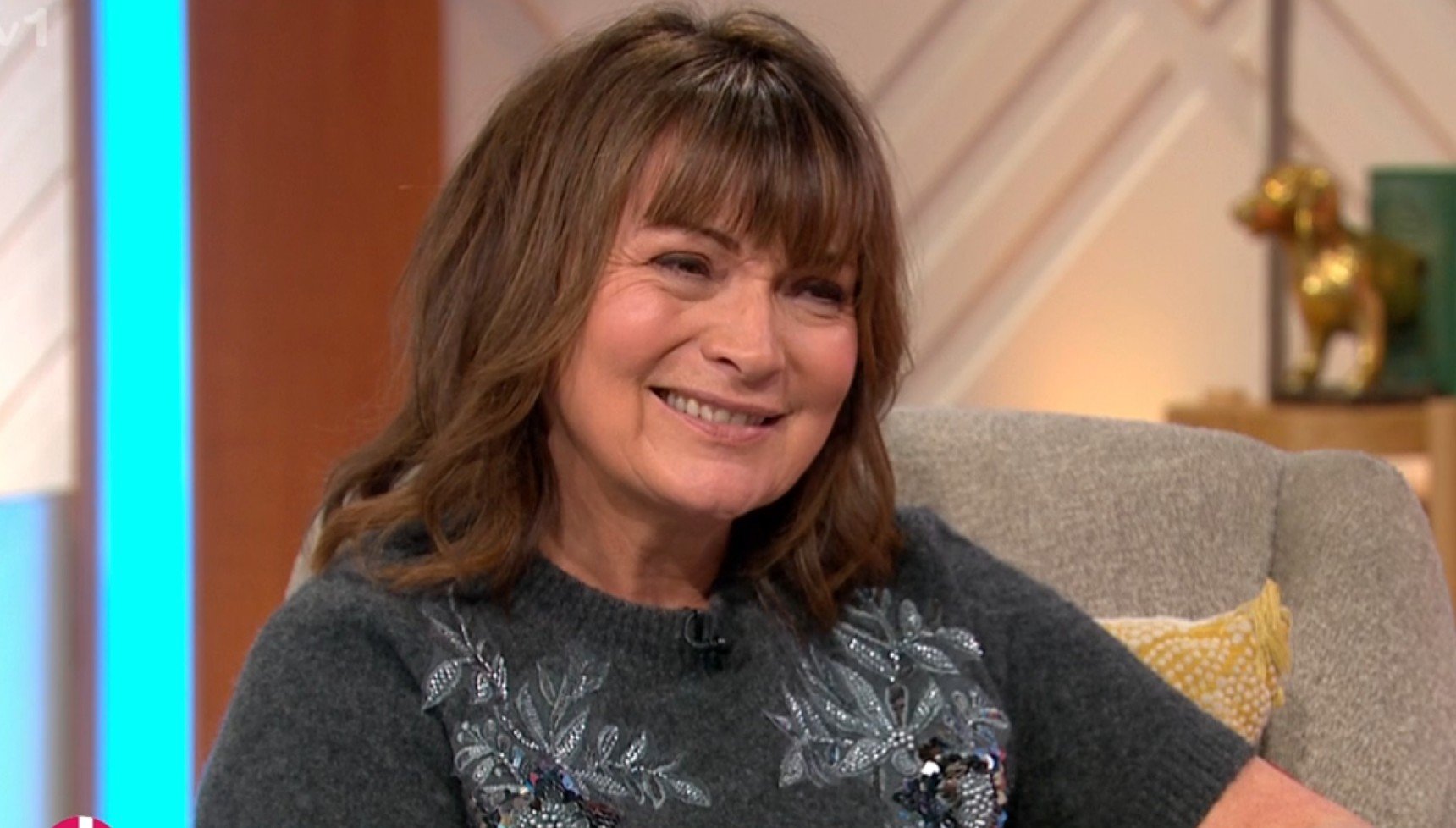 Lorraine Kelly smiling on her ITV talkshow
