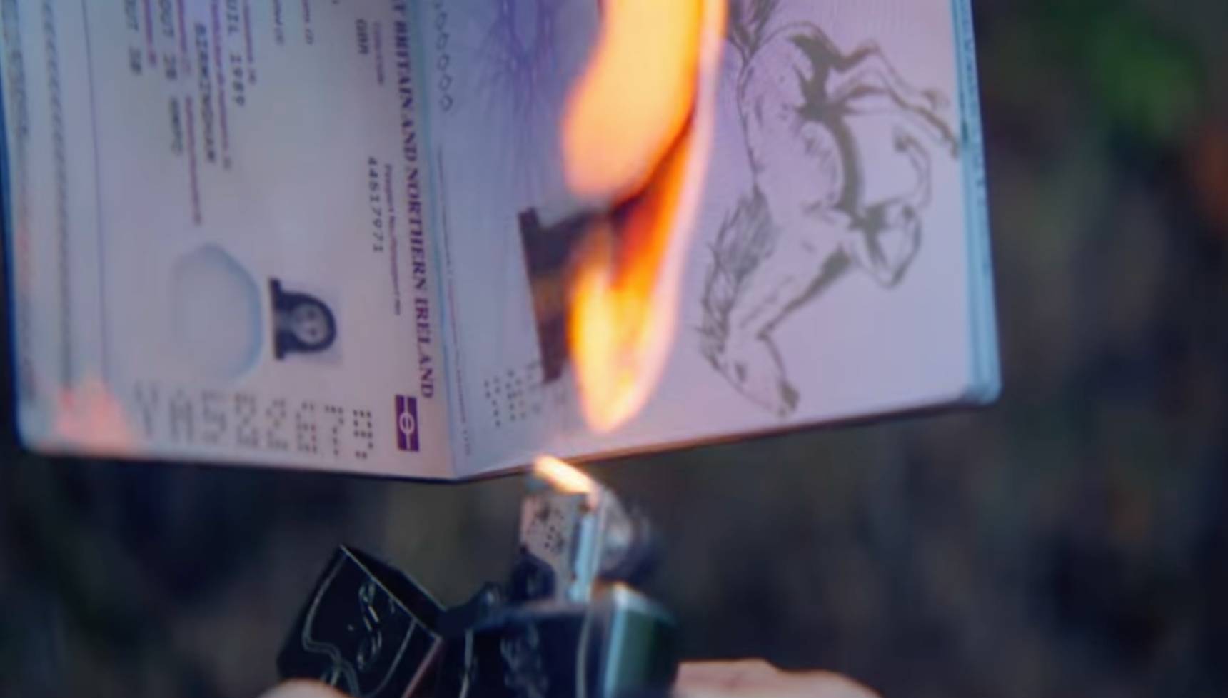 Maya's passport being burnt in Summerwater