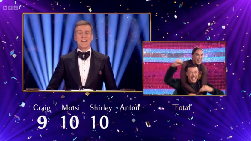 Vicky and Kai getting their scores on Strictly