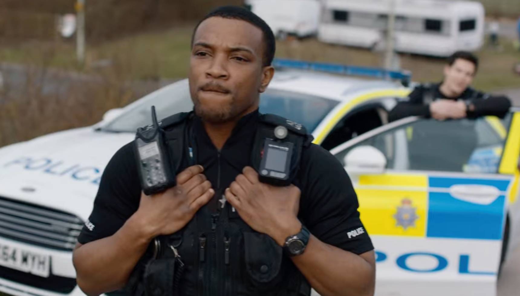 Close up of Ashley Walters as PC Ryan Draper in Cuffs