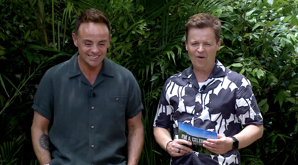 Ant and Dec laughing at Aitch on I'm A Celebrity (Credit: ITV)