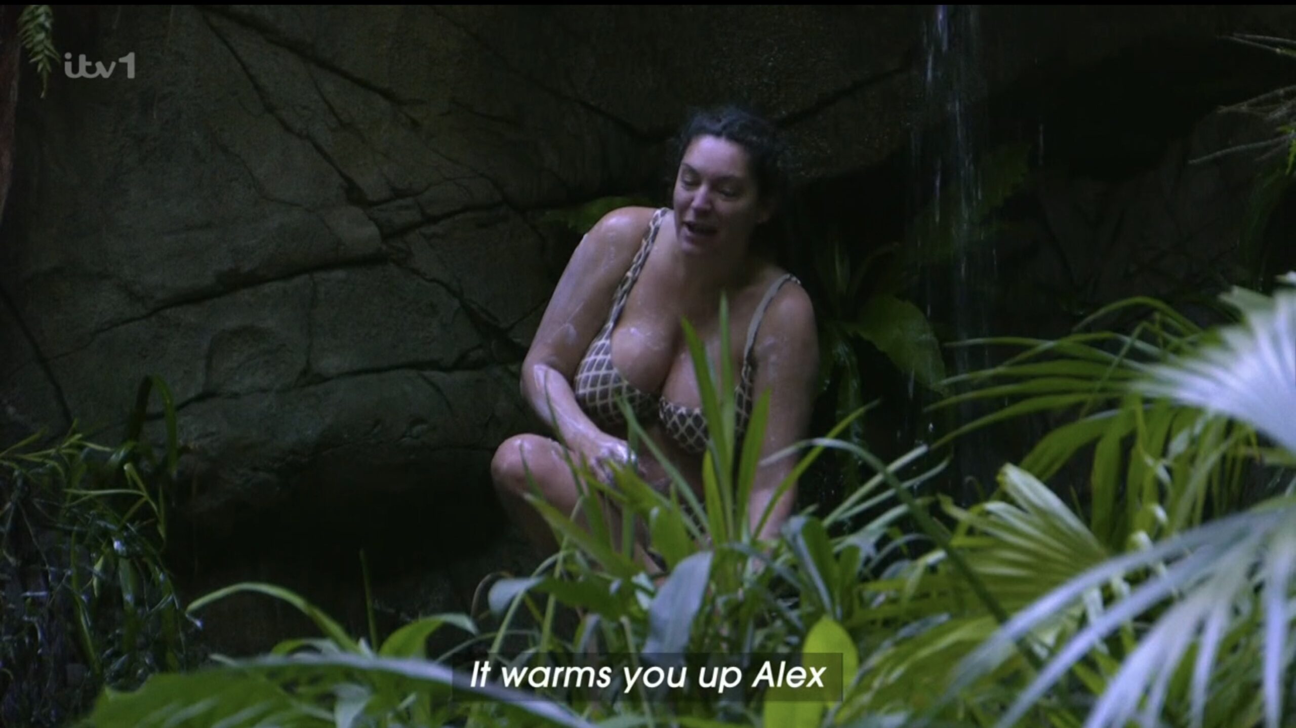 Kelly Brook showering in bikini on I'm A Celeb