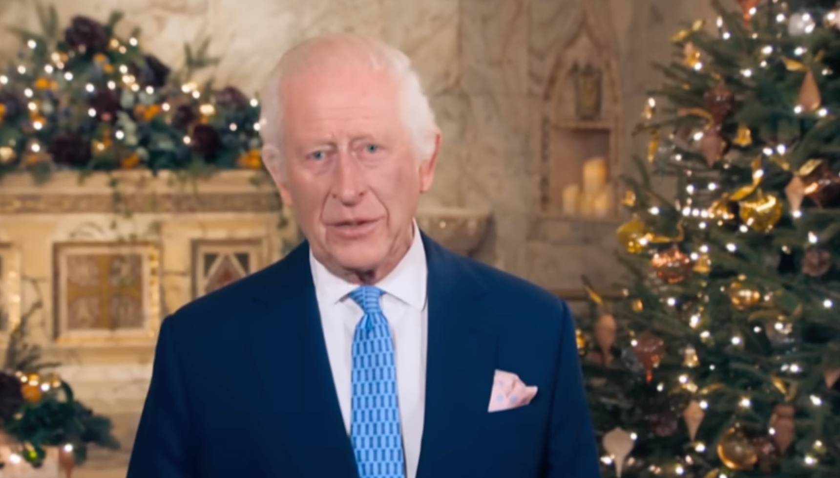 King Charles III making his annual Christmas Day TV speech