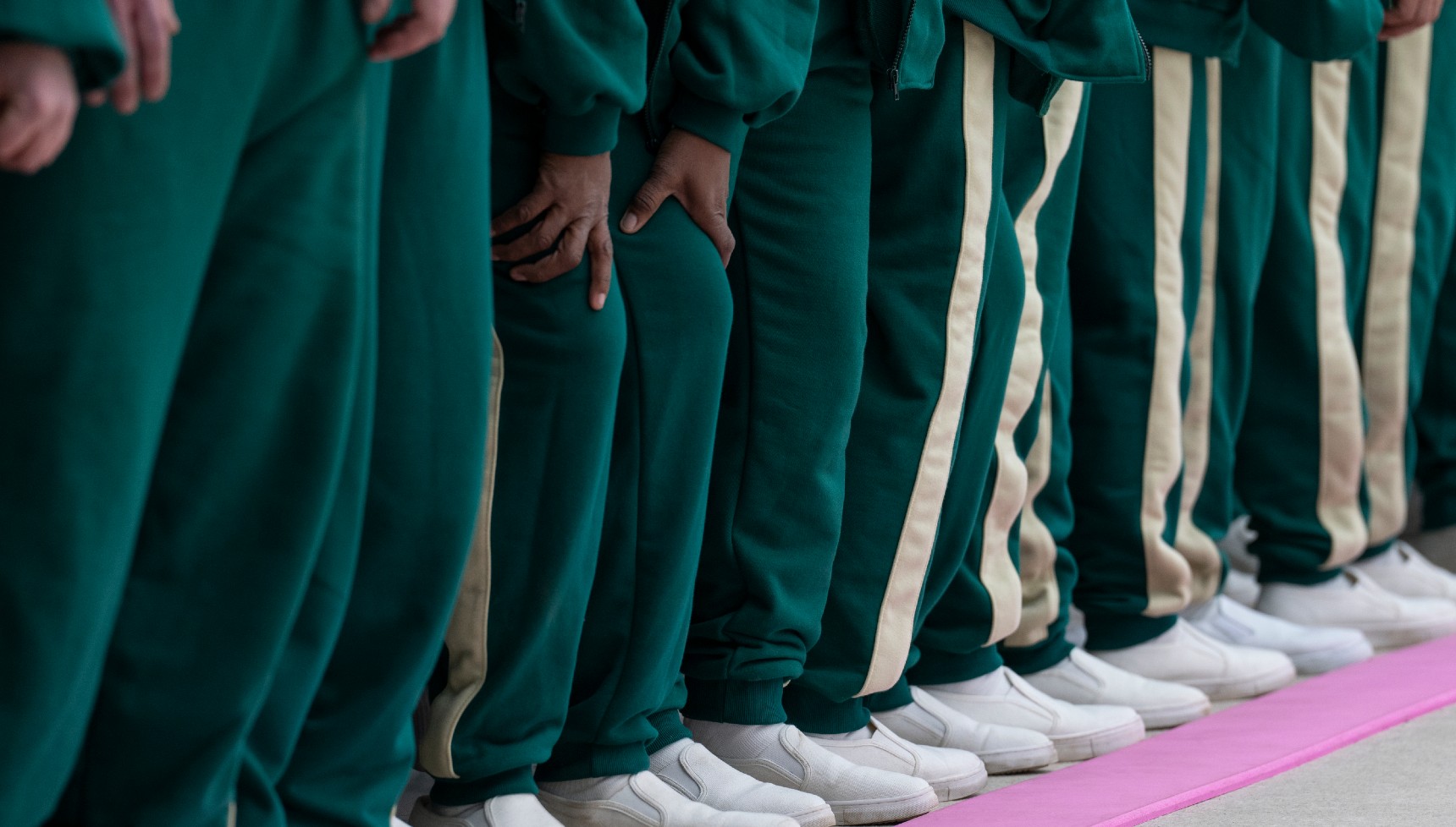 Contestants line up for Squid Game: The Challenge