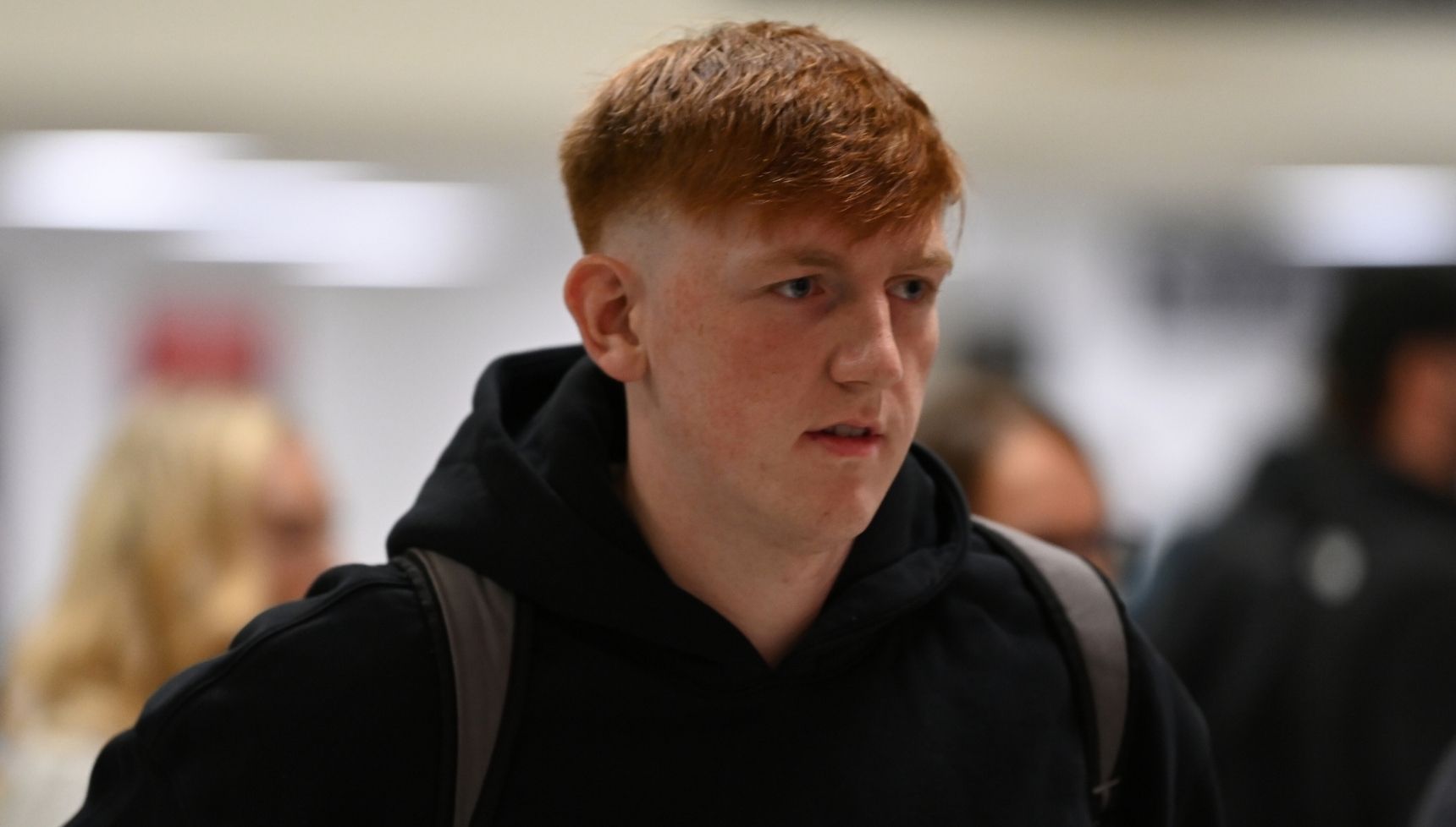 Angry Ginge at the airport ready to fly to Australia