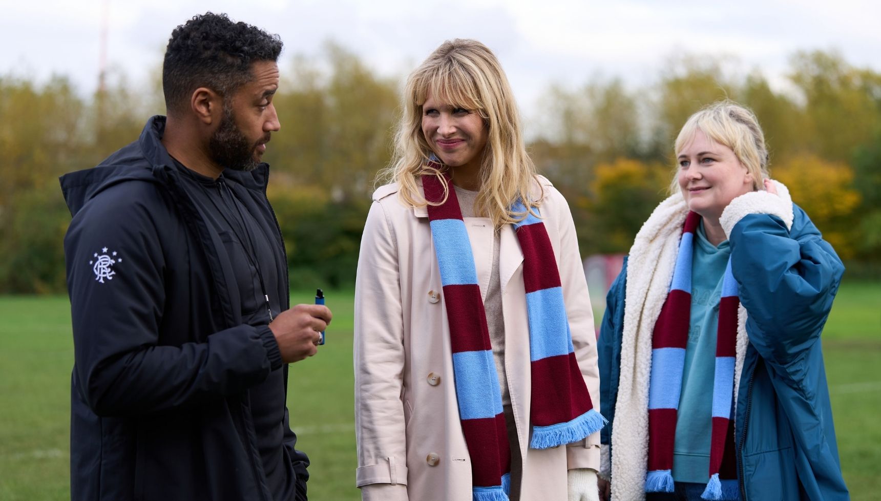 Lucy Punch as Amanda at a football match in Amandaland