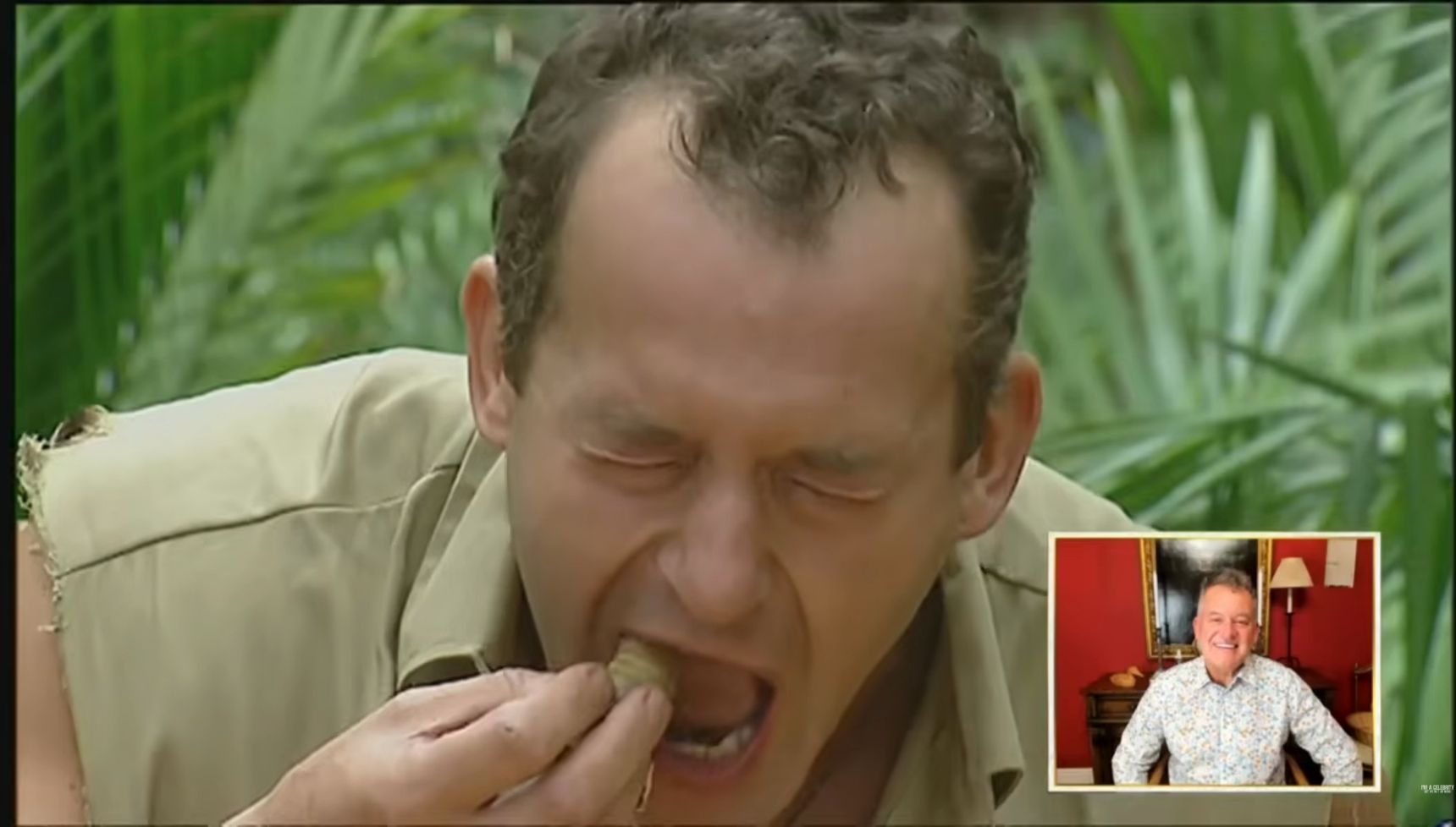 Paul Burrell doing an eating challenge I'm A Celebrity