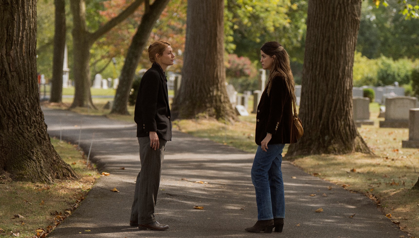 Aggie and Shelley meet in the cemetery in The Beast in Me