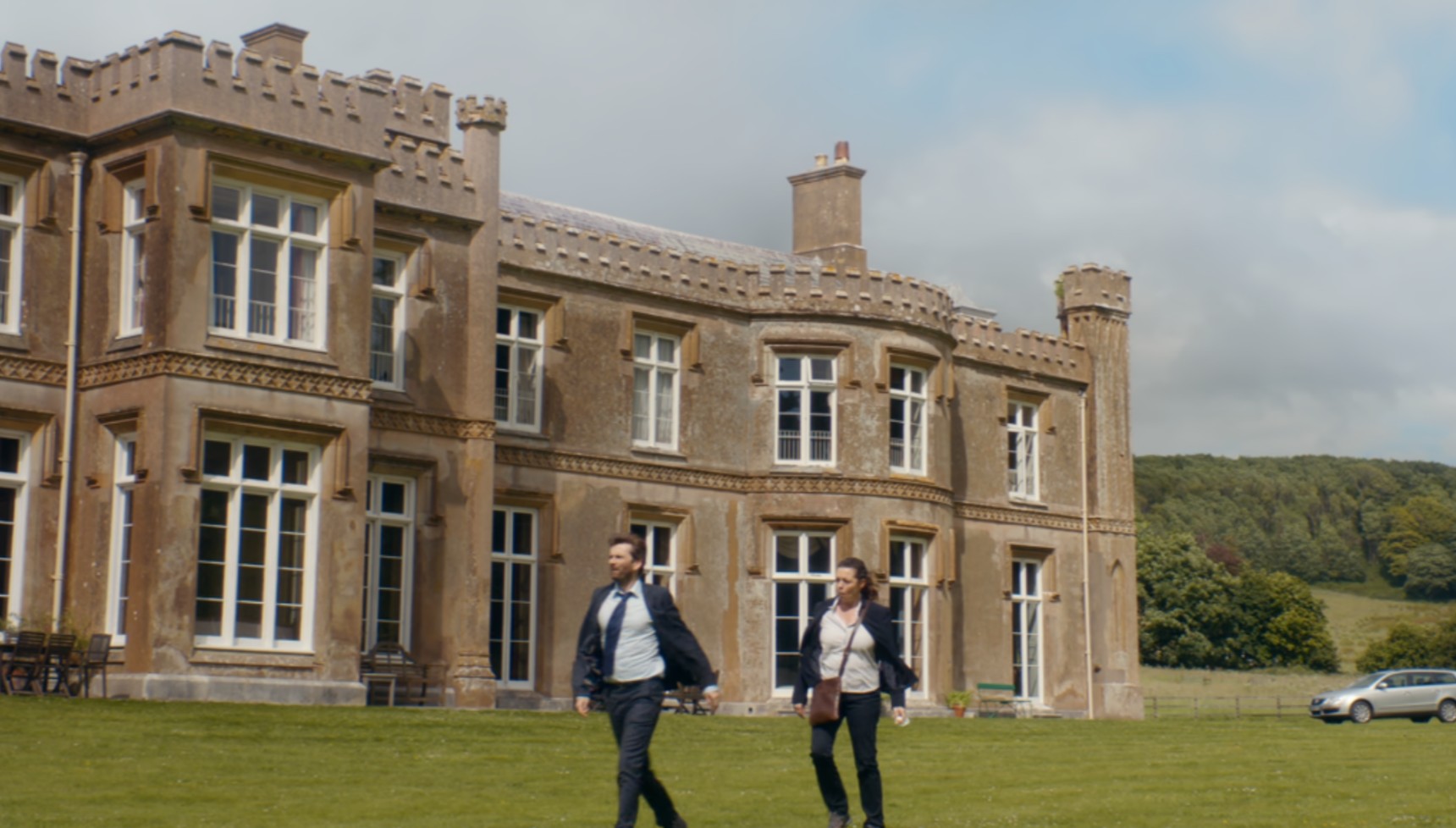 Miller and Hardy outside Bridehead House, where Broadchurch was filmed