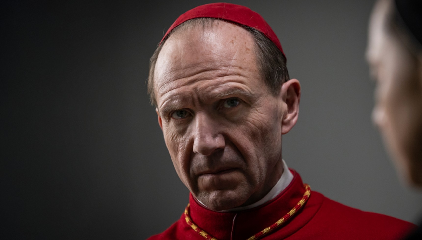 Ralph Fiennes in cardinal uniform in Conclave