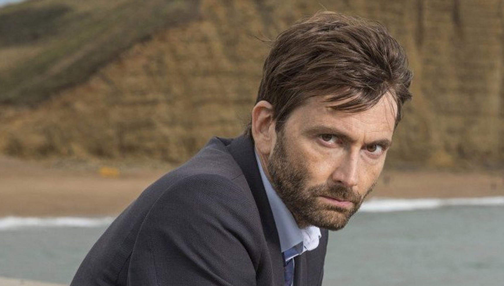 David Tennant on a beach in Broadchurch