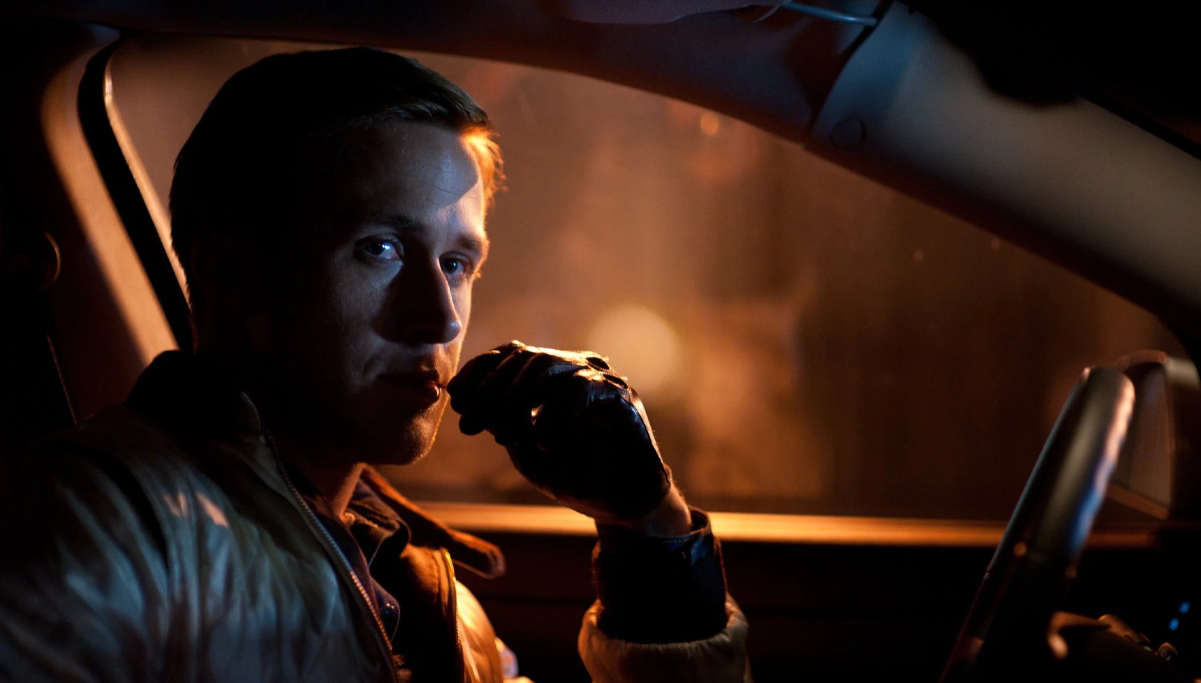 Ryan Gosling with a toothpick in his mouth in Drive