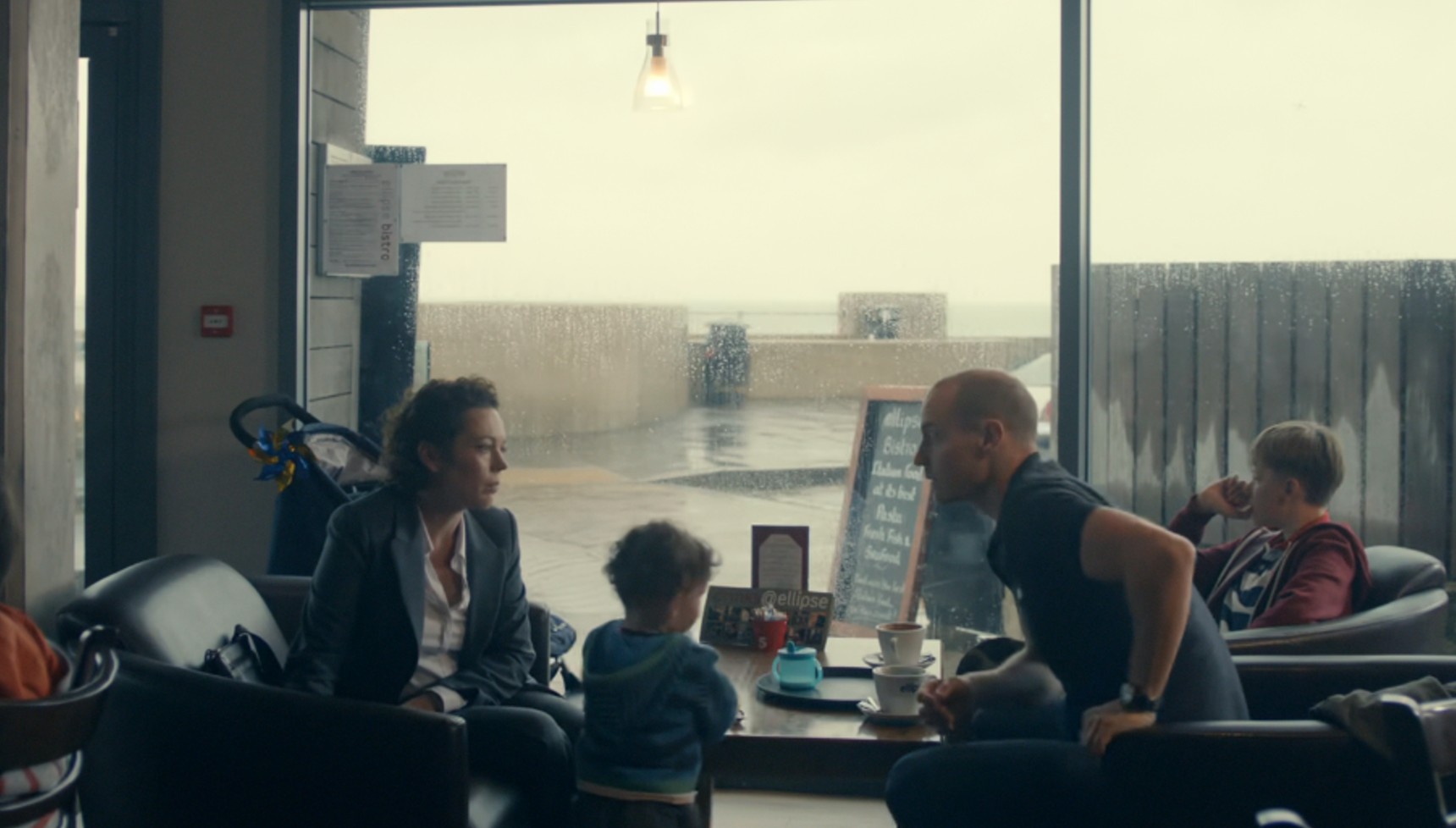 A shot of Olivia Colman and her family in Broadchurch in the Ellipsis cafe