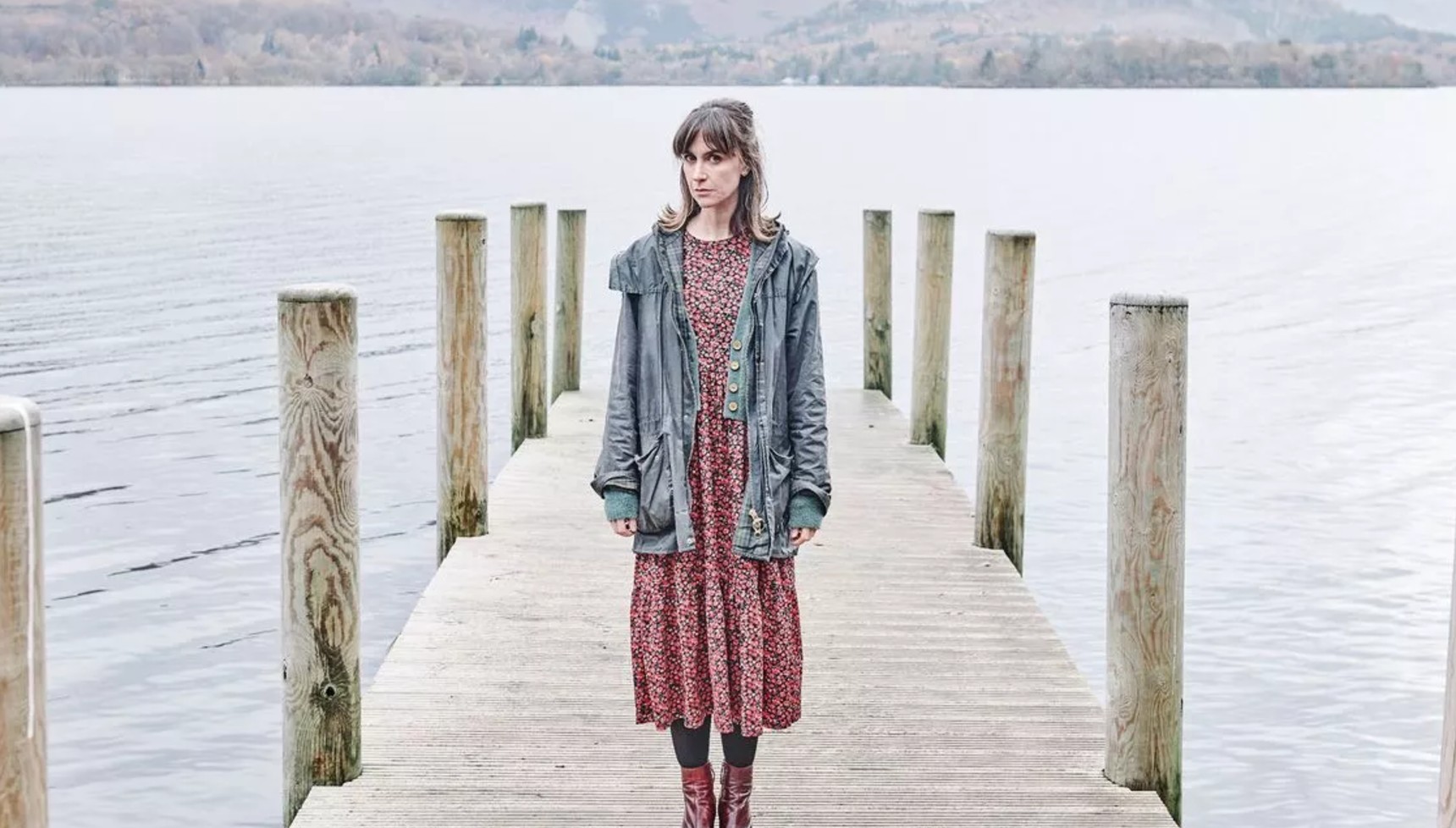 Katherine Kelly standing on a pier in Innocent series 2
