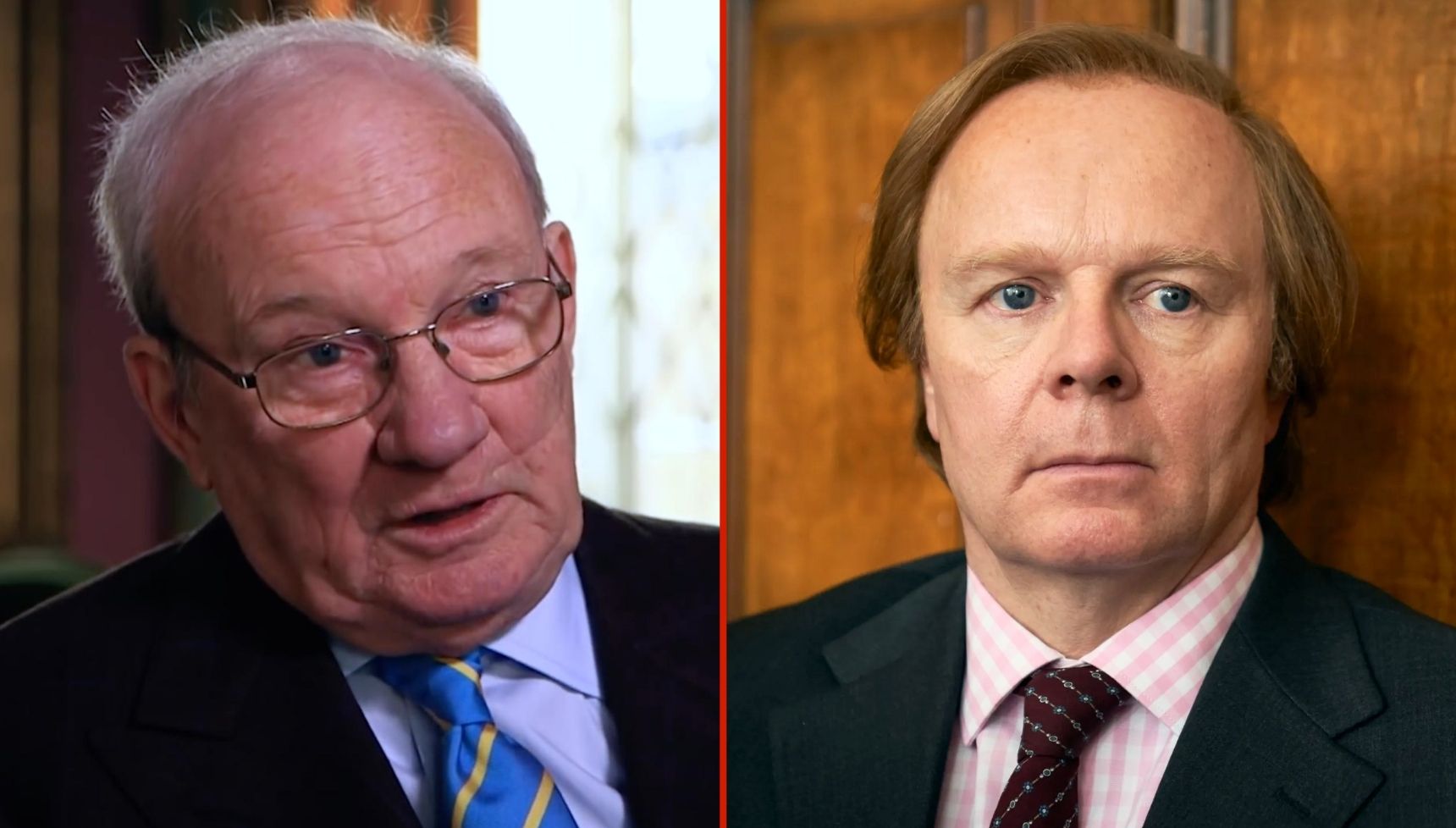 The real Brian Masters in an ITV documentary and Jason Watkins in costume as Masters