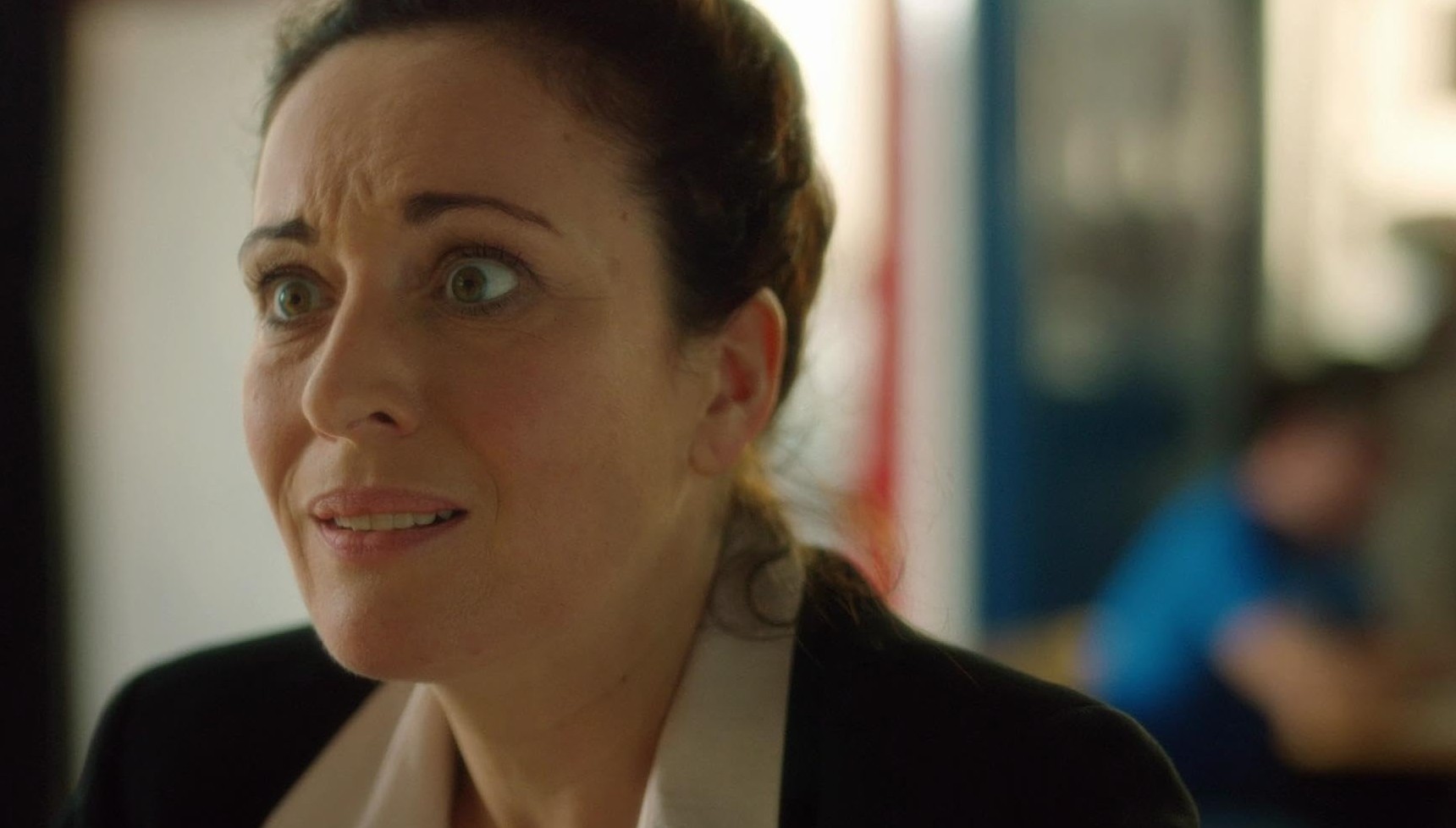 Lucy Cohu looking puzzled and stressed in Broadchurch