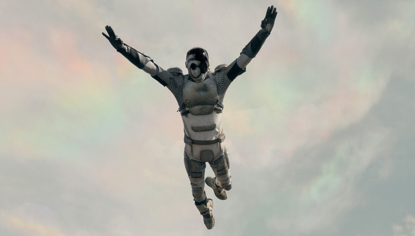 Robot jumping in the air in Murderbot