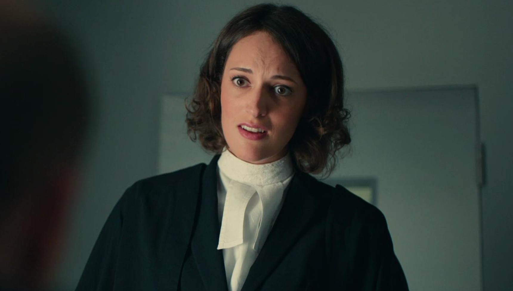 Phoebe Waller-Bridge in a barrister's outfit in Broadchurch