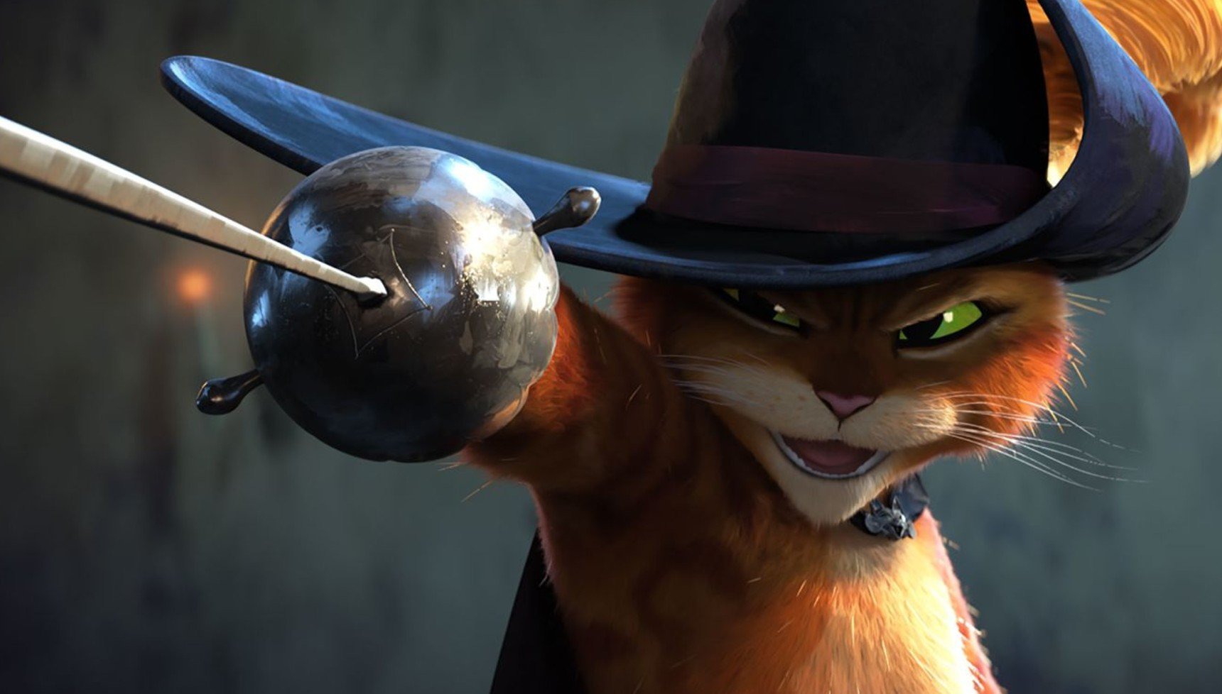 Puss in Boots holding a rapier