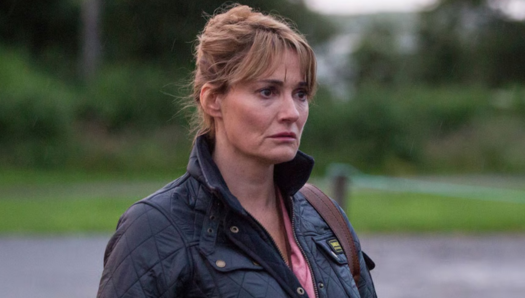 Sarah Parish standing in a car park in Broadchurch