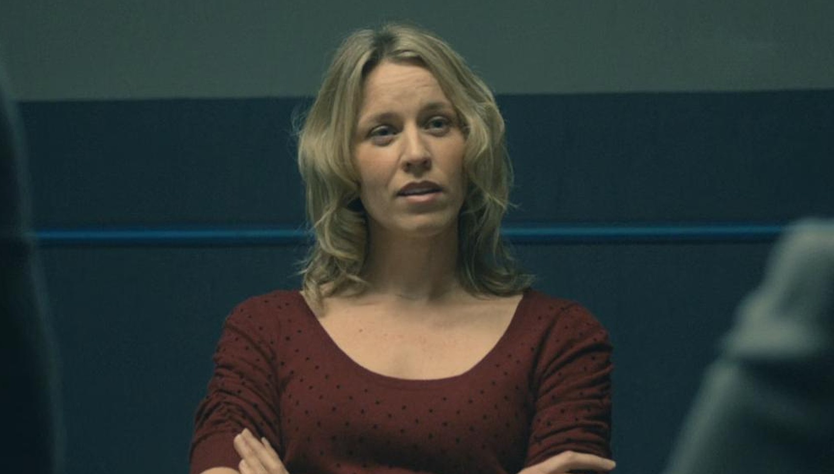 Simone McAullay with her arms crossed in Broadchurch