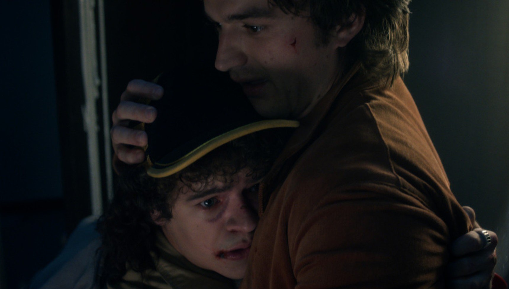 Steve hugging Dustin in Stranger Things season 5