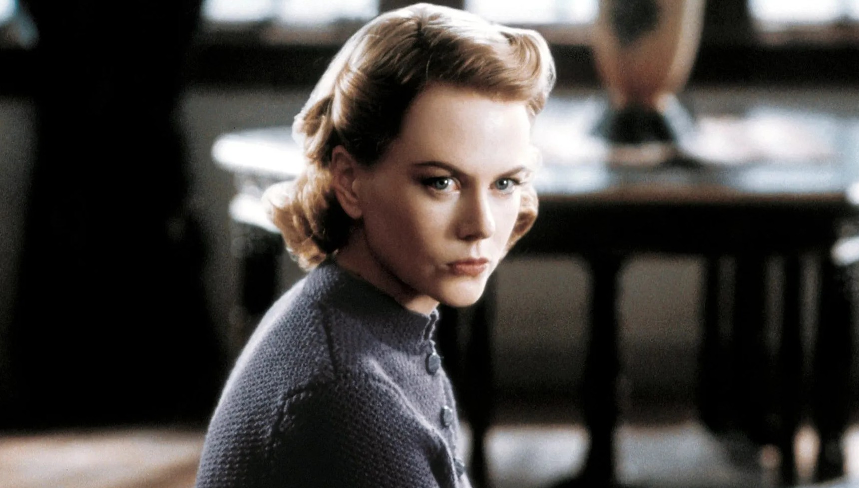 Nicole Kidman looking ominously at something in The Others