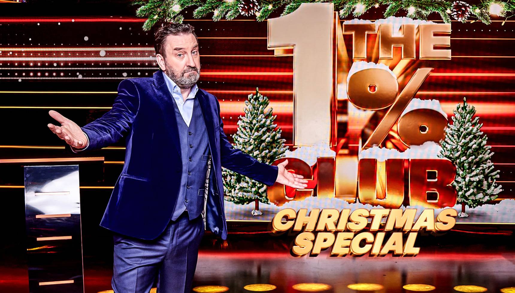 Lee Mack hosting The 1% Club Christmas Special 2025