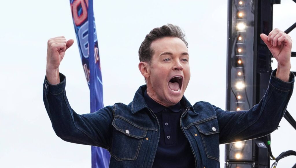 You Bet! host Stephen Mulhern celebrates a successful challenge