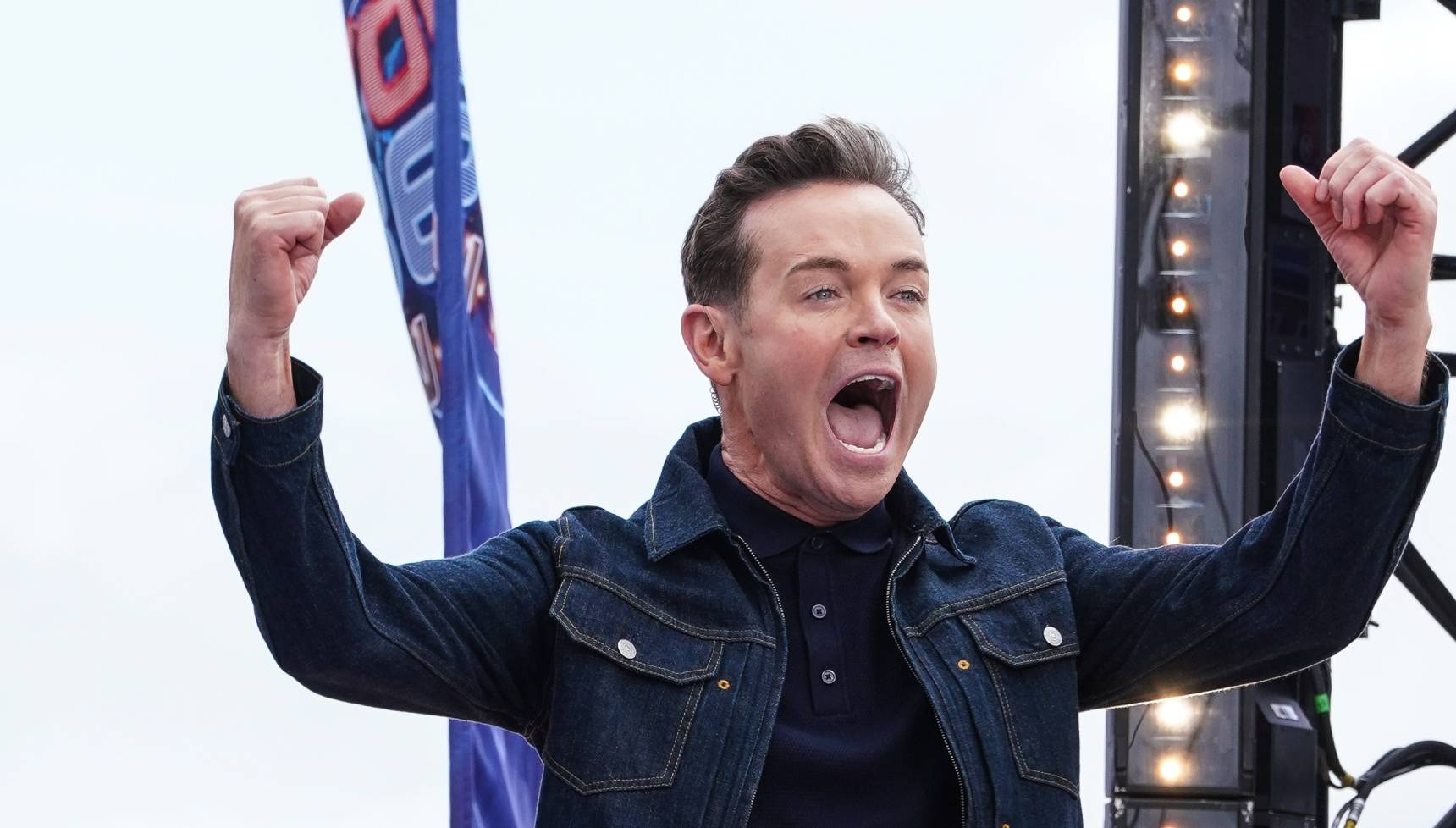 You Bet! host Stephen Mulhern celebrates a successful challenge