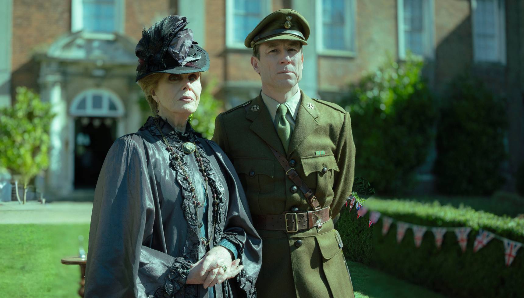 Joanna Lumley as Mrs Stone and Tobias Menzies as Roger