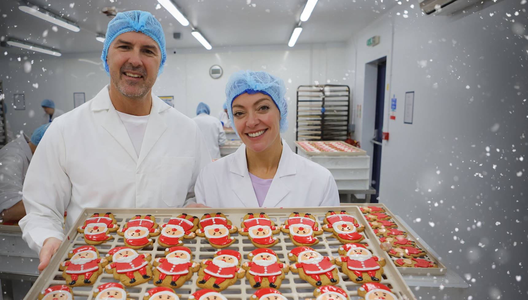 Paddy McGuinness and Cherry Healey in Inside The Christmas Factory