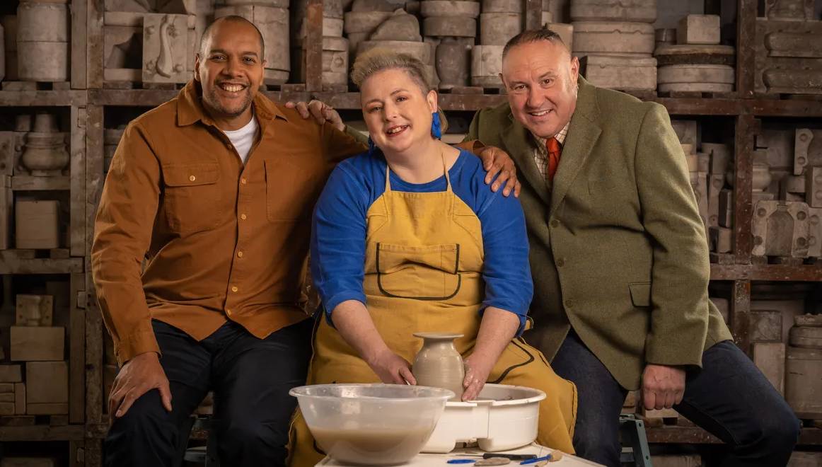 Siobhán McSweeney with judges Keith Brymer Jones and Rich Miller.