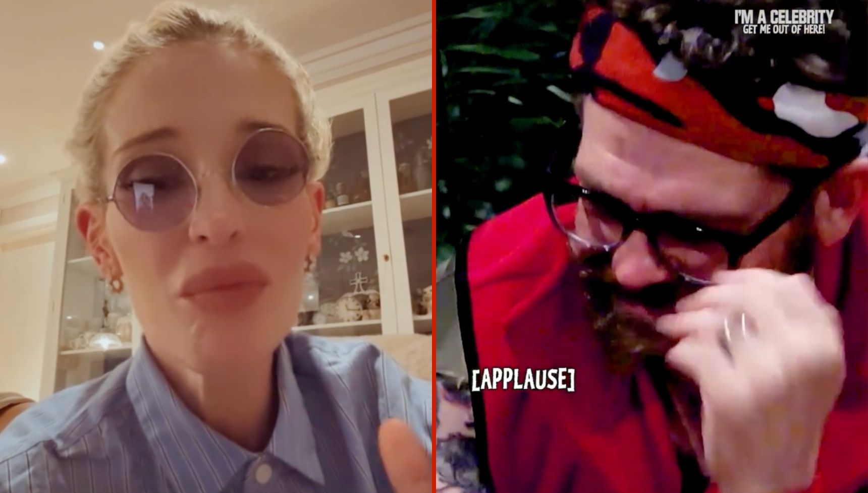 Jack Osbourne's sister Kelly reacts to his tears as he finally receives his letter from home on I'm A Celebrity