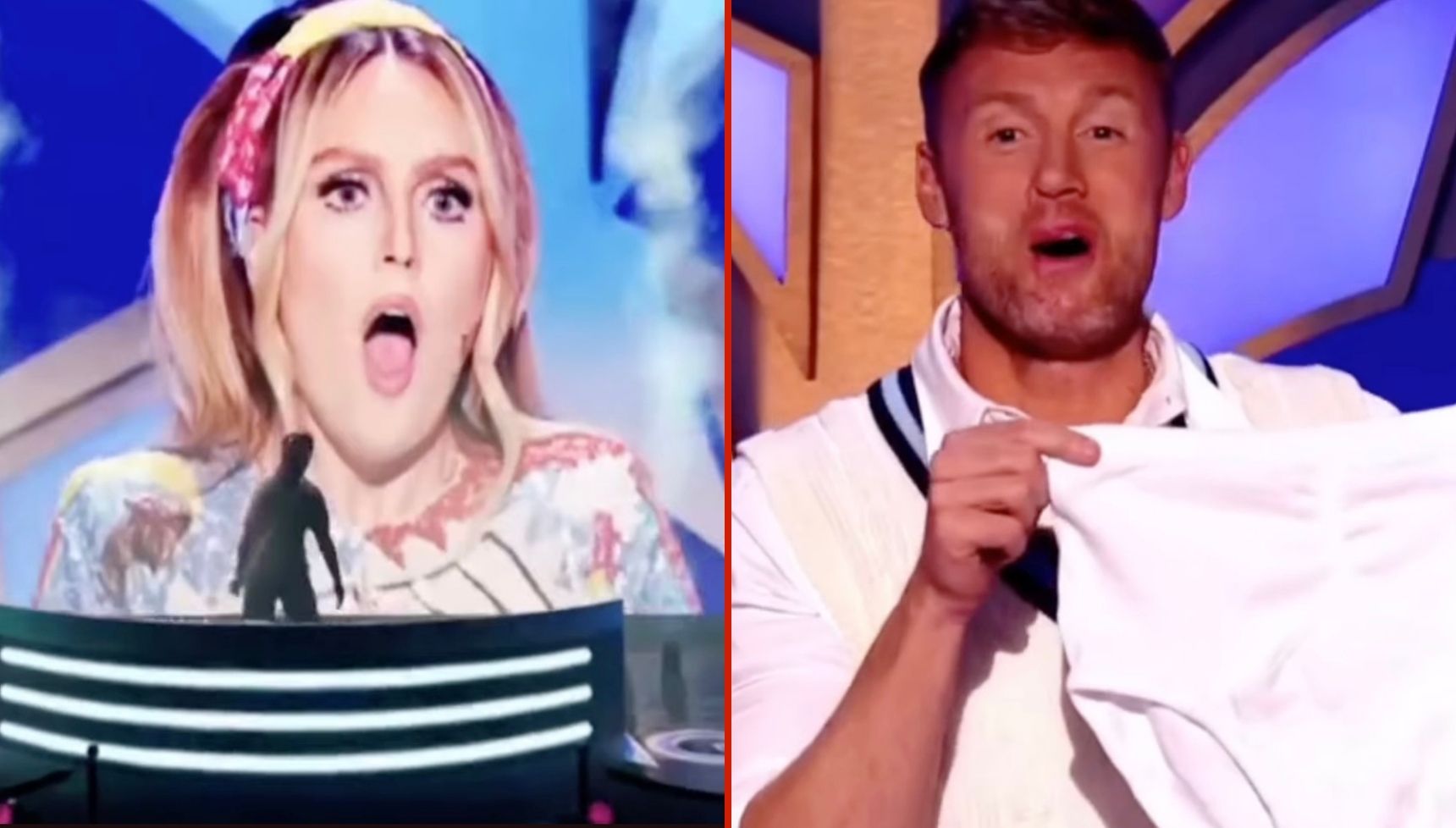 Perrie Edwards and Freddie Flintoff on The Masked Singer