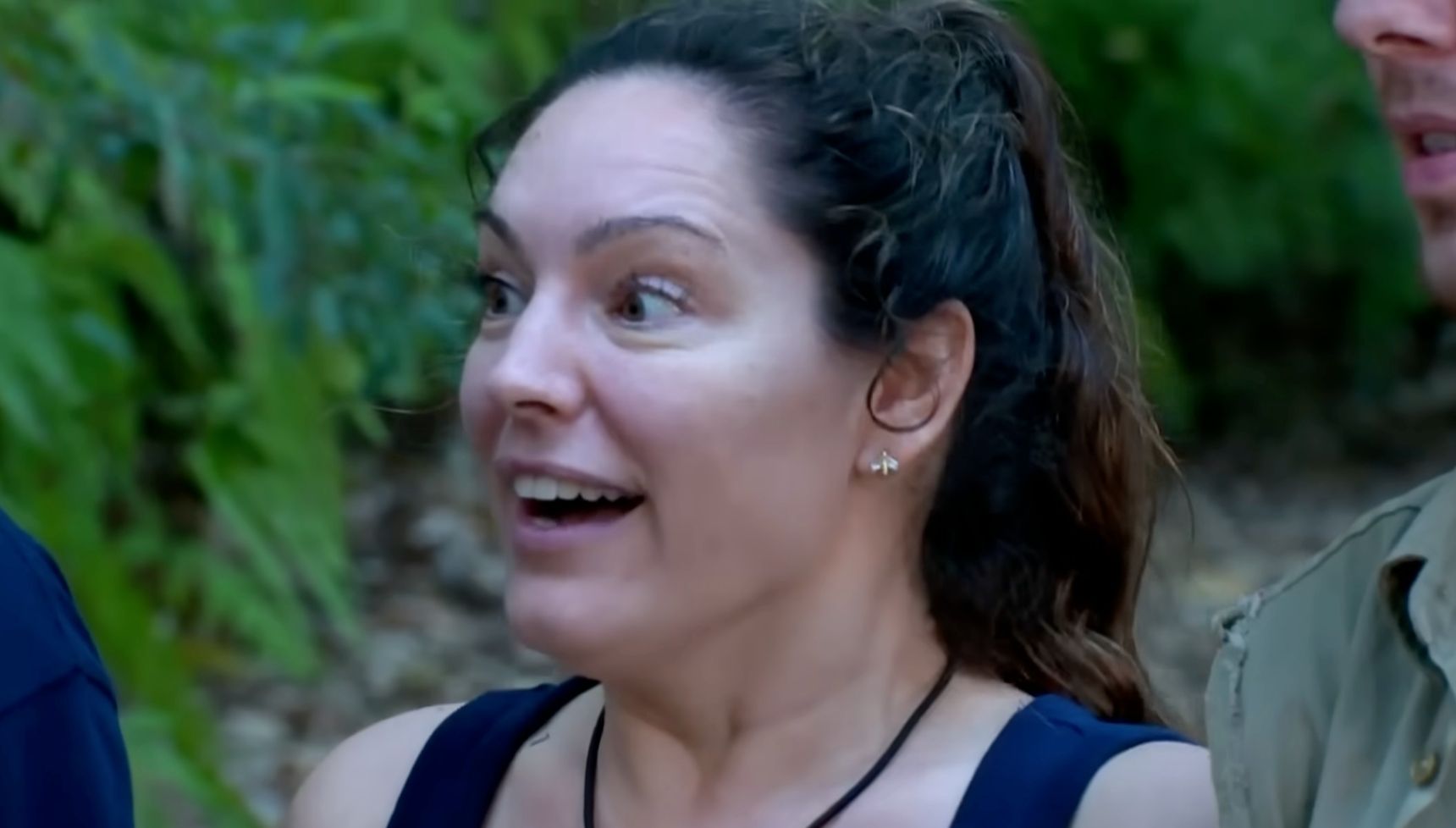 Kelly Brook looking surprised on I'm A Celebrity