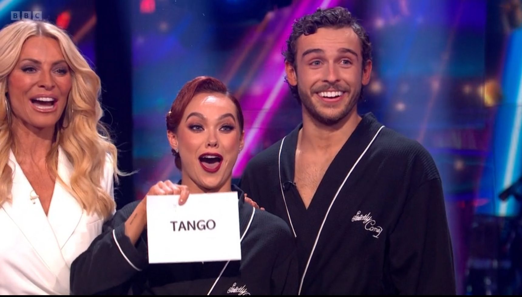 Tess Daly, Alexis Warr, George Clarke on Strictly 