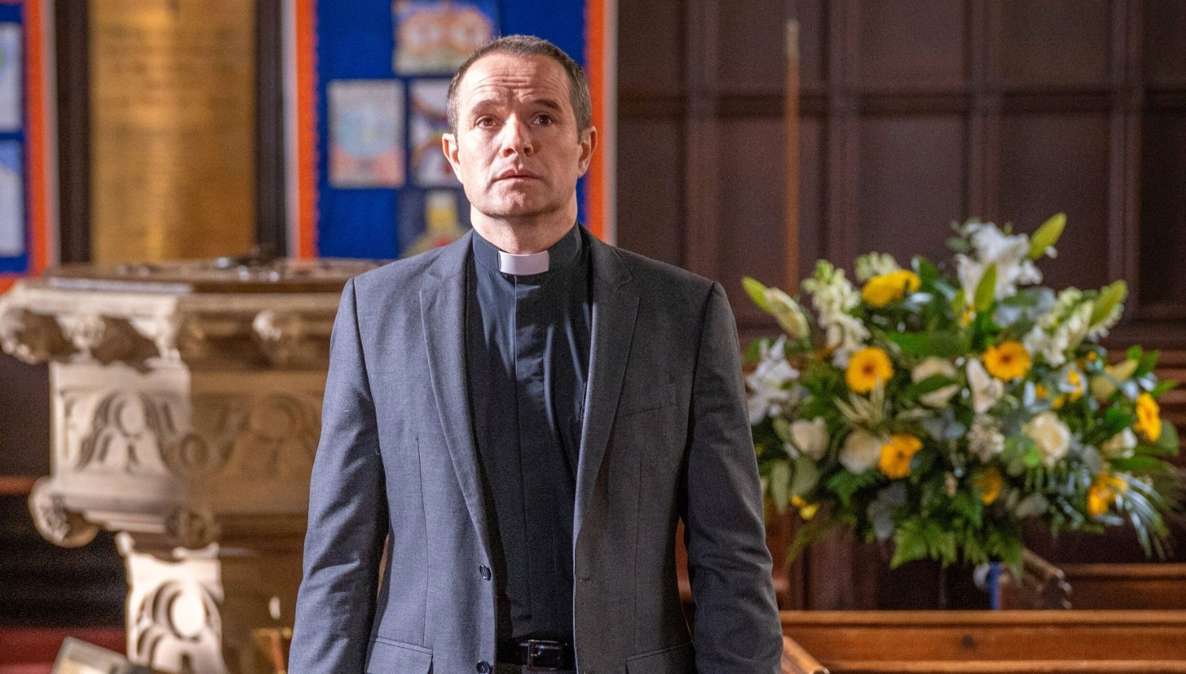 Oliver Dimsdale as Rev Sebastian Butts in Midsomer Murders series 24 ep 2