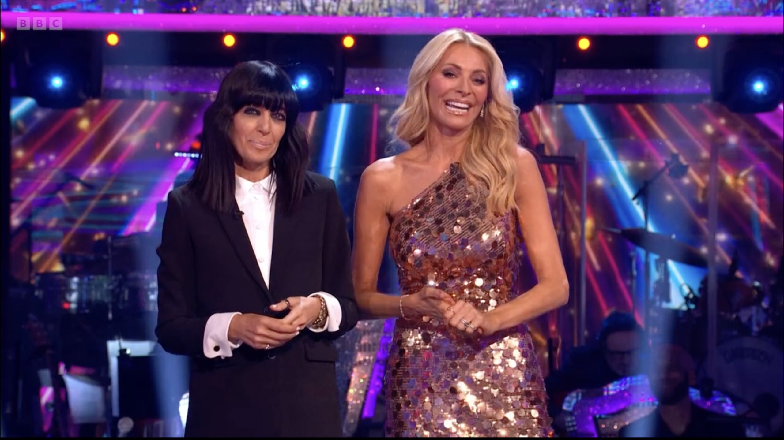 Claudia Winkleman and Tess Daly hosting Strictly