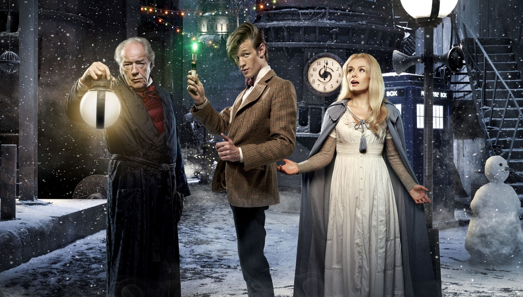Michael Gambon, Matt Smith, and Katherine Jenkins in Doctor Who