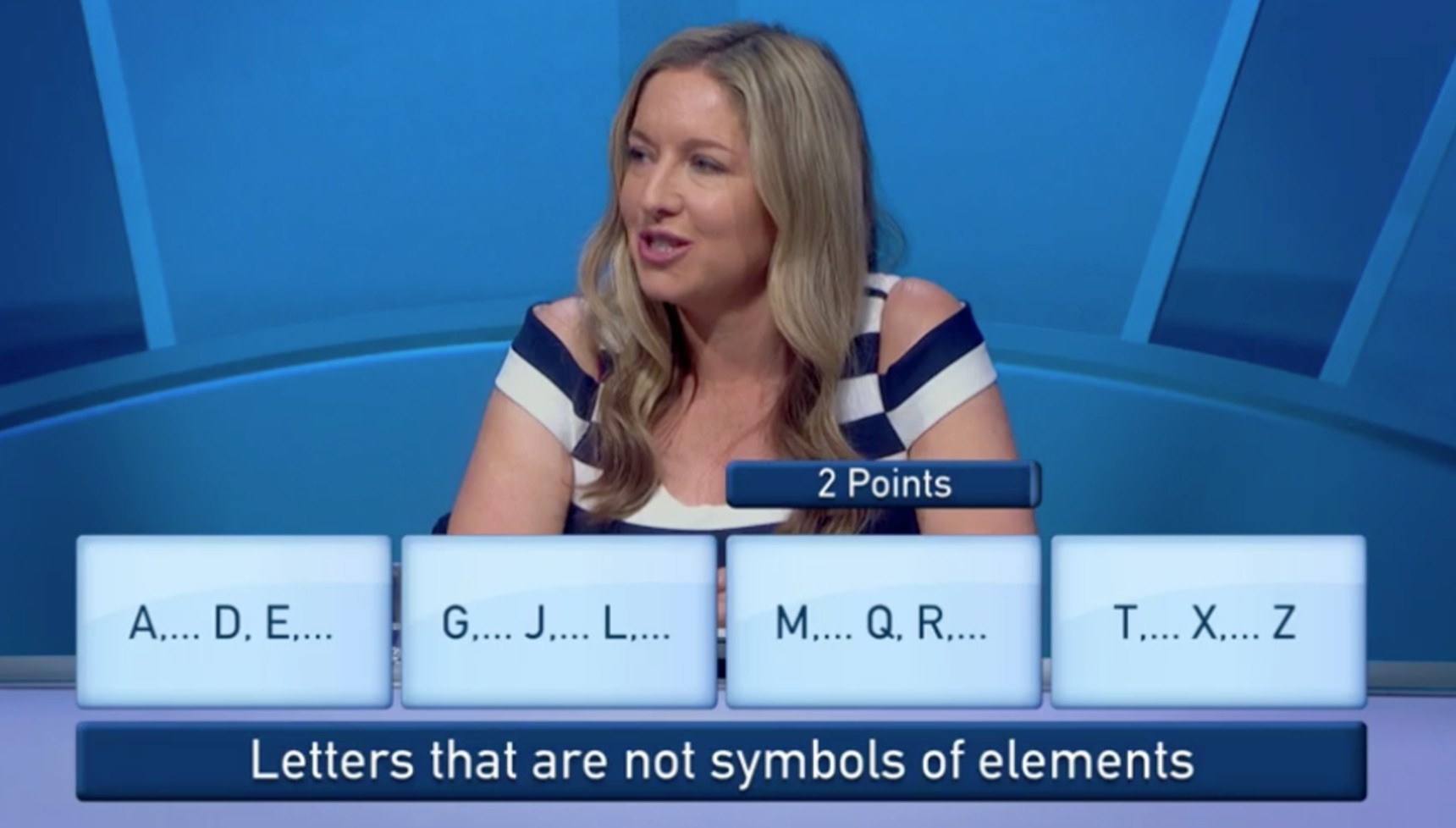 Victoria Coren Mitchell and the final tile of the Only Connect question with the answer