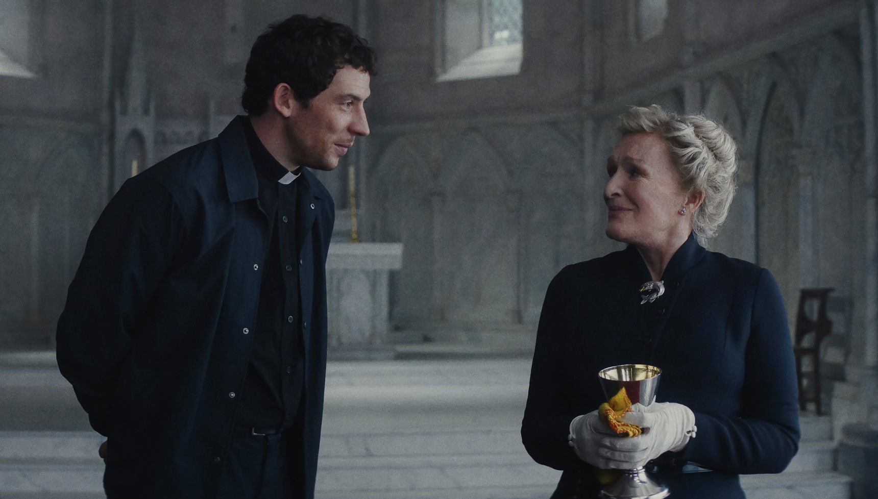 Jud smiling at Martha in Wake Up Dead Man 