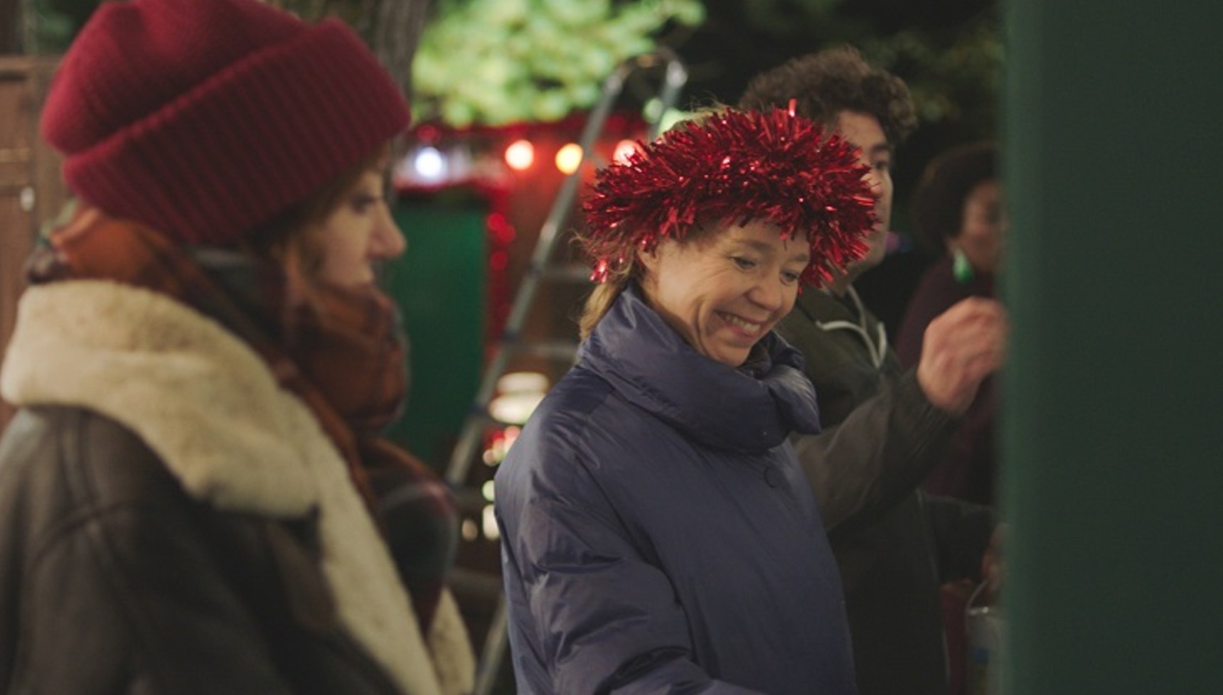 Juilia with a tinsel hat in Motherland